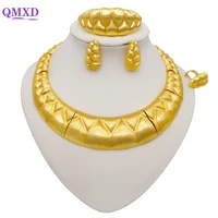2022 dubai african 24k gold color jewelry sets for women bridal luxury necklace earrings bracelet ring set wedding gifts