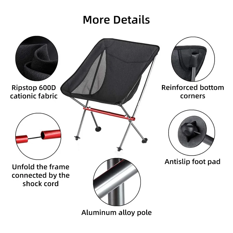 Складной портативный стул для кемпинга 150 кг