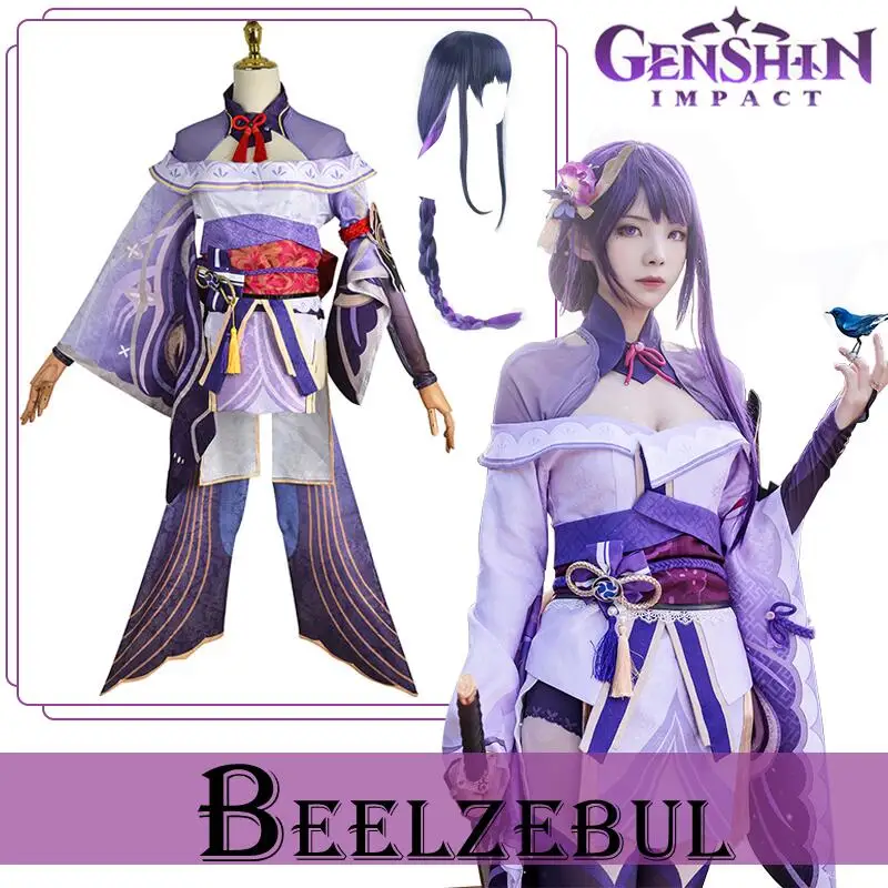 

Genshin Impact Baal Raiden Shogun Cosplay Costume Wig Anime Game Genshin Cosplay Dress Uniform Halloween Women Party Costume