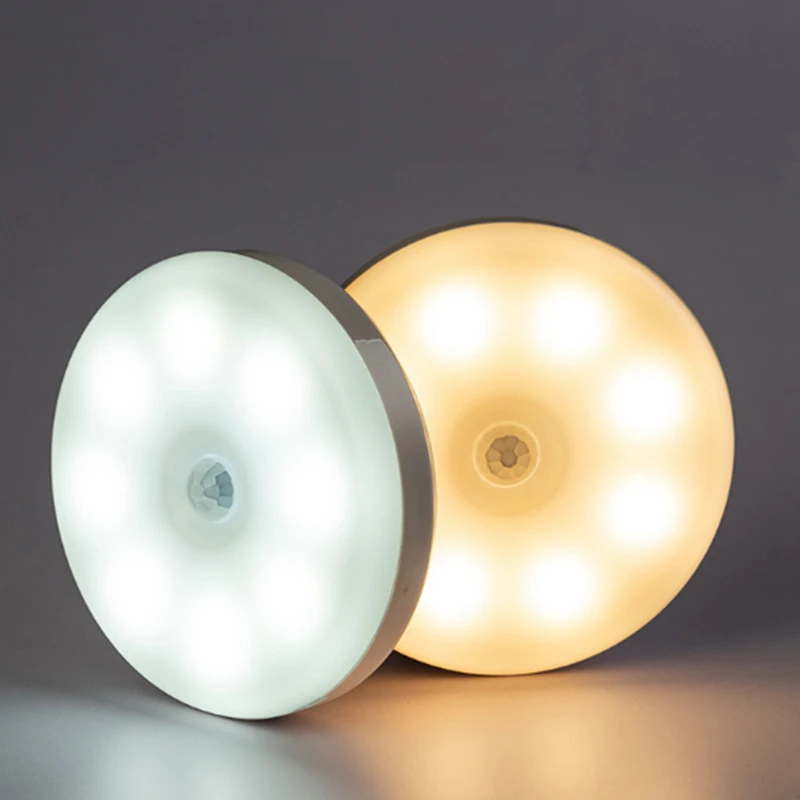 

LED Motion Sensor Light USB Rechargeable Human Body Induction Night Light Wireless Magnetic Night Lamp For Wardrobe Corridor