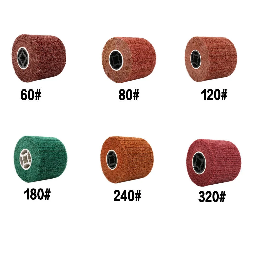 

120*100*19mm 60-320Grit Non-Woven Nylon Flap Brush Satin Drawing Polishing Deburring Drum Wheel For Stainless Steel Aluminum