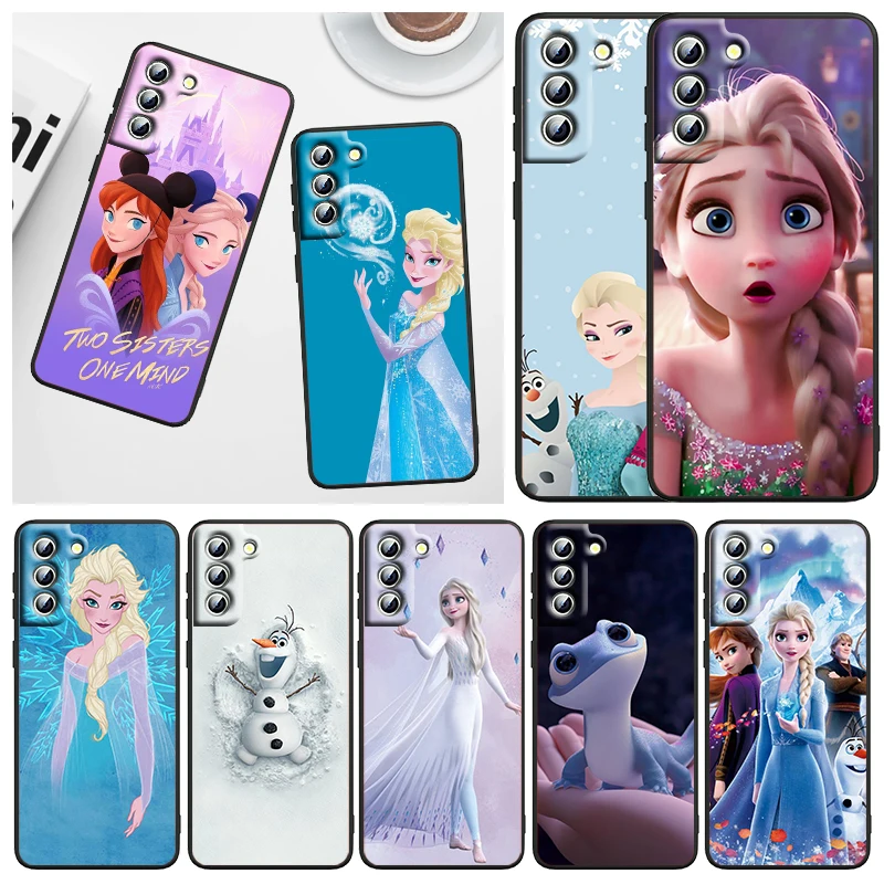 

Gril Frozen Elsa Anna Phone Case For Samsung Galaxy S23 S22 S21 S20 FE S10 S10E S9 Plus Ultra Pro Lite 5G Black TPU FUnda