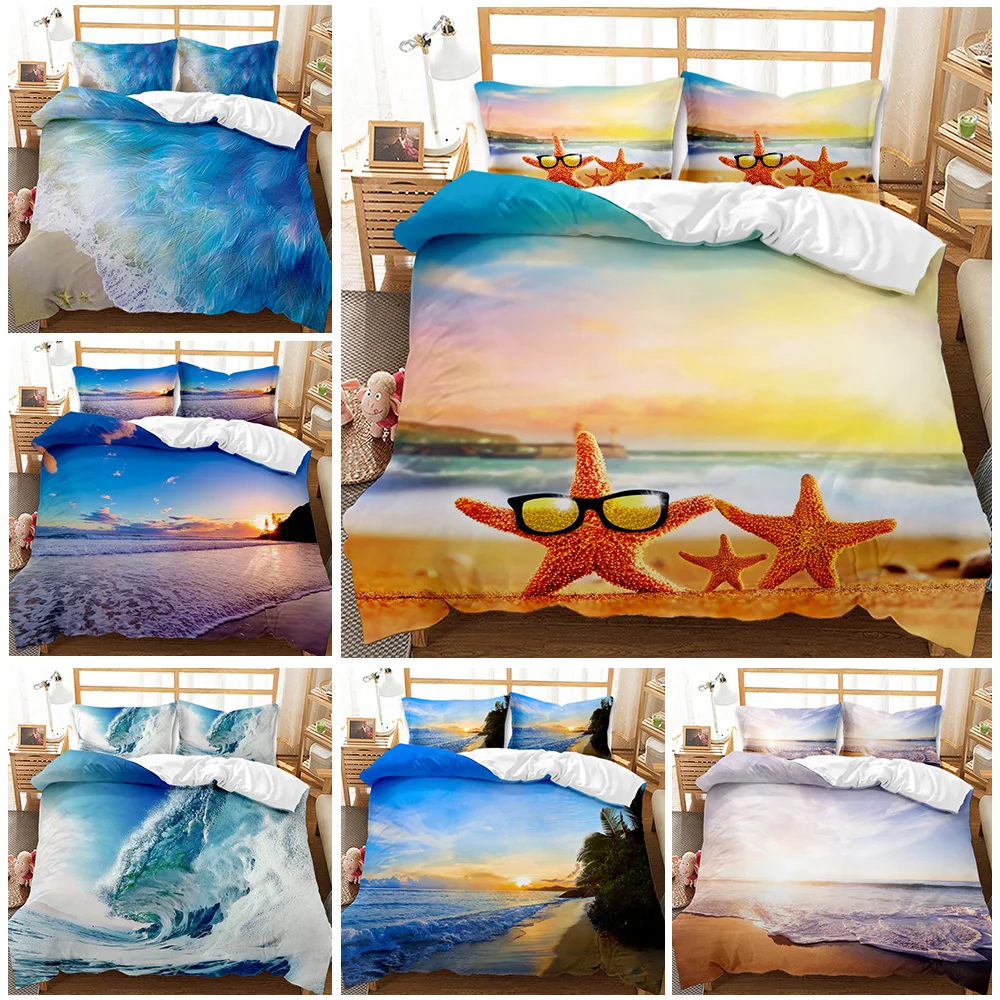 

Комплект постельного белья с изображением морской звезды, голубого цвета