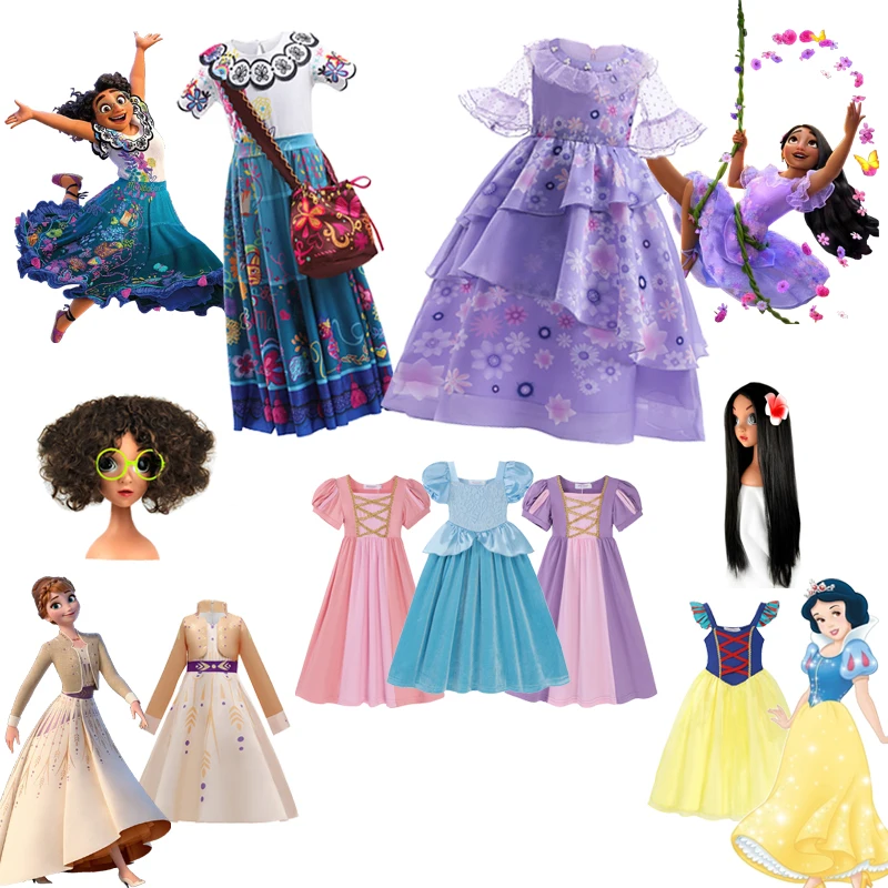 

Disney Kids Encanto Princess Dress Girls Party Cosplay Mirabel Cinderella Costume Children Fancy Isabela Rapunzel Dresses Suit