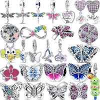 new original design bee butterfly dragonfly caterpillar cartoon beads fit brand charm bracelet diy 925 sterling silver jewelry