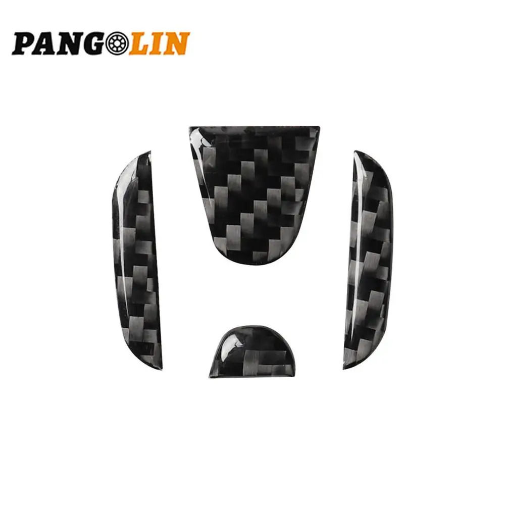 

4pcs Auto Carbon Fiber Steering Wheel Center Logo Insert Trim Stickers for Honda Civic CRV Accord 2016-2020 Car Decorative Black