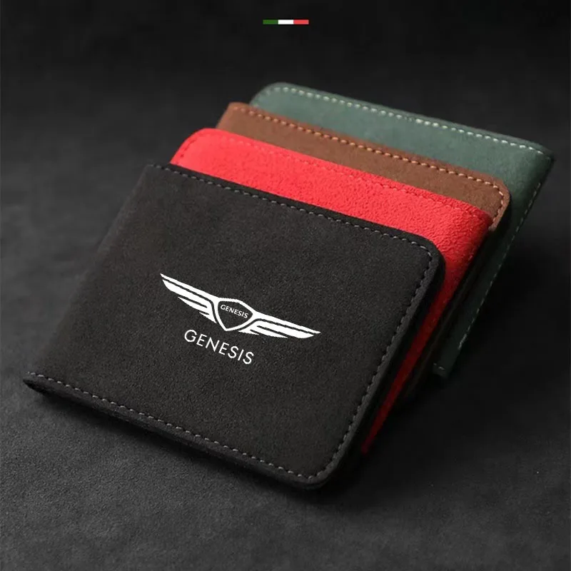 

Car Documents Storage Bag Suede Wallet for GENESIS G80 G70 G90 Gv80 ID Card Driver License Holder Organizer Bag