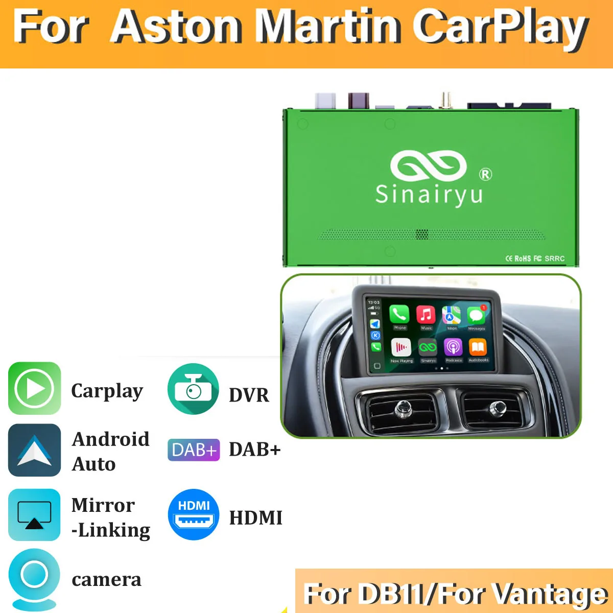 Беспроводные комплекты для модернизации CarPlay Android Auto Aston Martin DBS 2015-2018 Mirroring Link