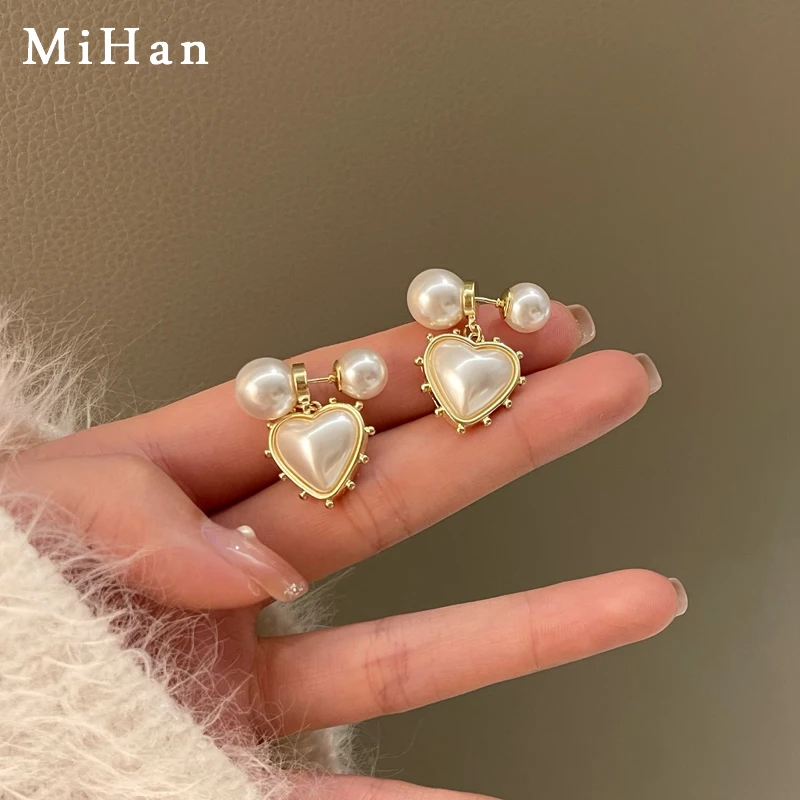 

Mihan S925 needle Sweet Jewelry Simulated Pearl Earring Popular Design Elegant Heart Drop Earrings For Celebration Gifts