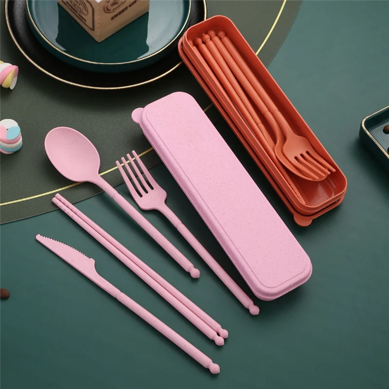 Набор портативной посуды 8 цветов набор многоразовых дорожных столовых приборов