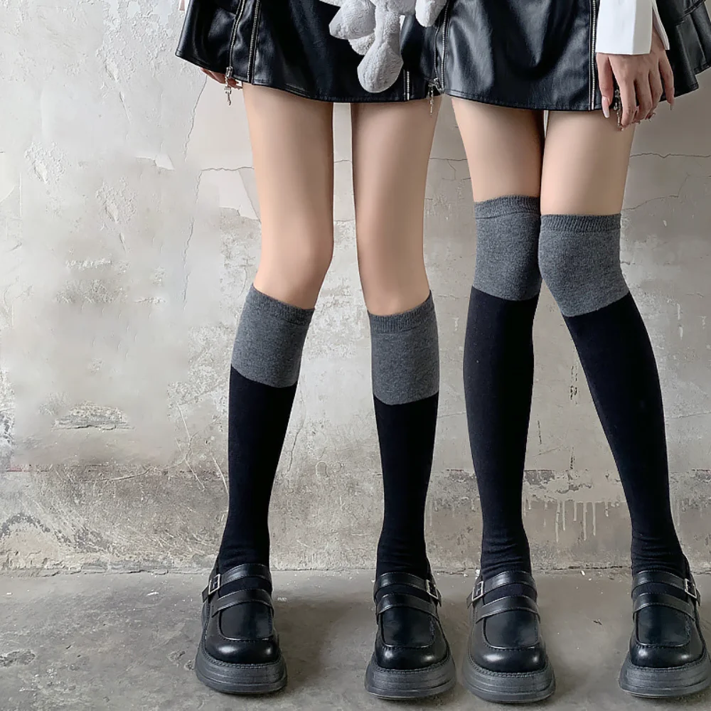 

1 Pair of Women's Thigh-high Socks Lolita JK Half Leg Black Calf Stockings Women's Over-the-knee Cotton Compression Socks