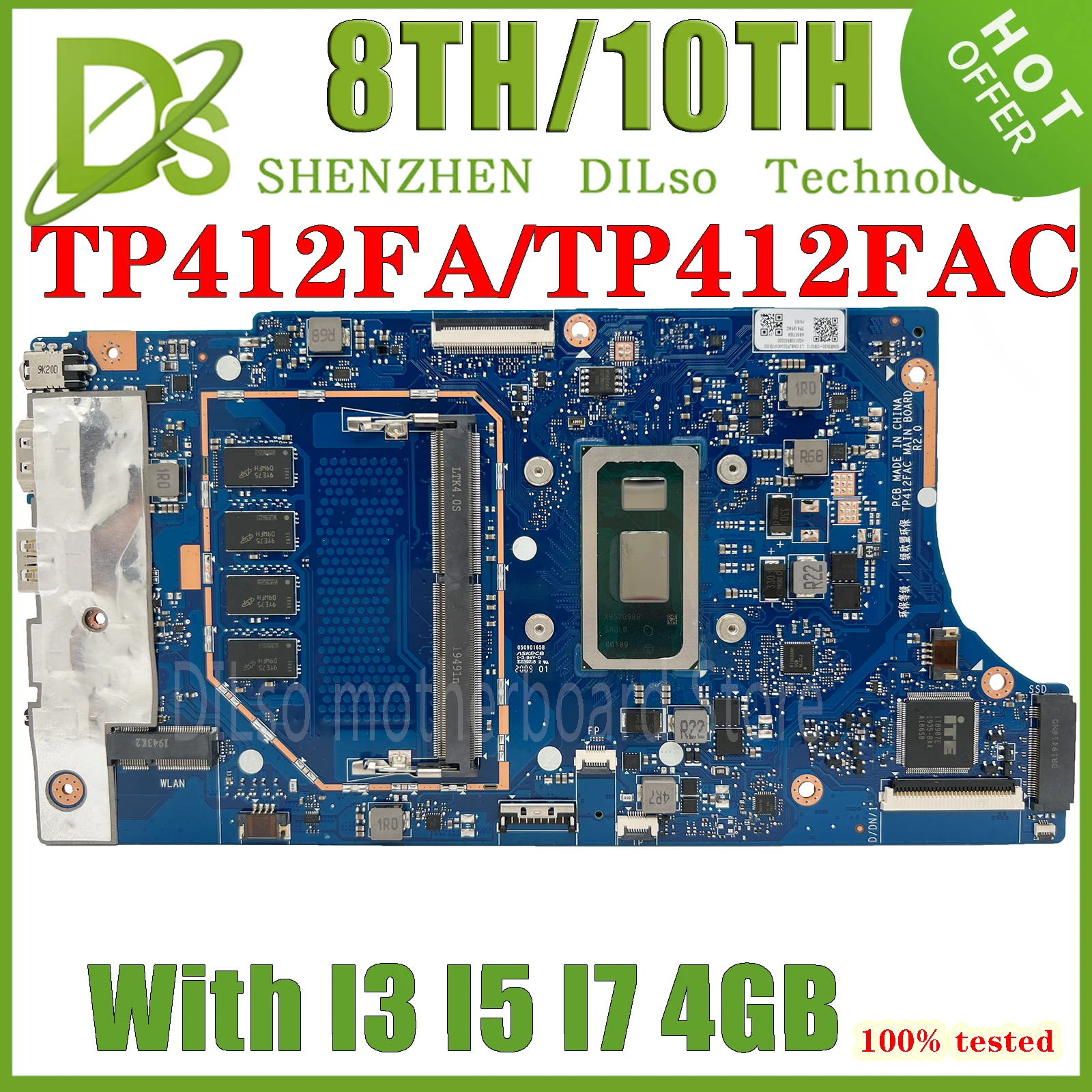 

TP412FAC MAINboard For ASUS VivoBook Flip 14 SF4100F TP412 TP412F TP412FA Motherboard with I3 I5-10210U I7 4G 100% Working Well