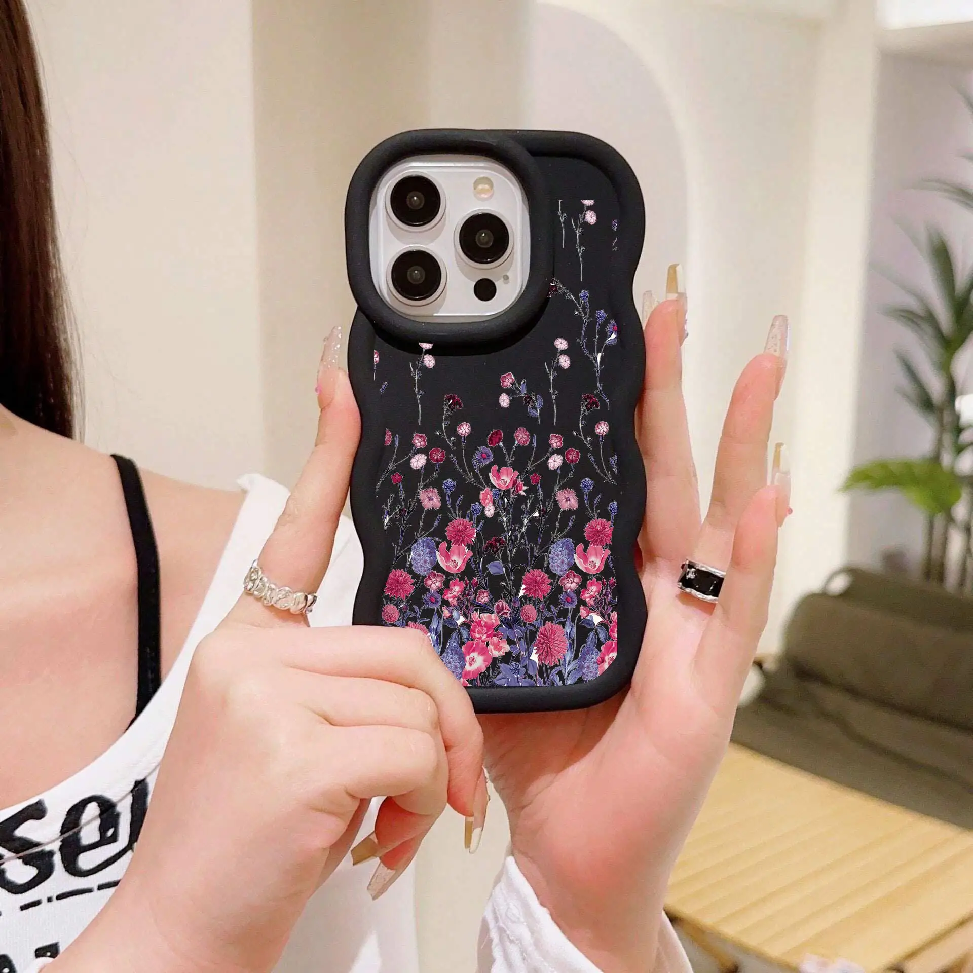 Цветы с волнистыми краями для OPPO A60 A57 4G A77S A77 A76 A36 A79 A92 A72 A98 A96 F11 F9 RENO 11 8 7 6 5 Pro 11F 2F 2Z 6Z