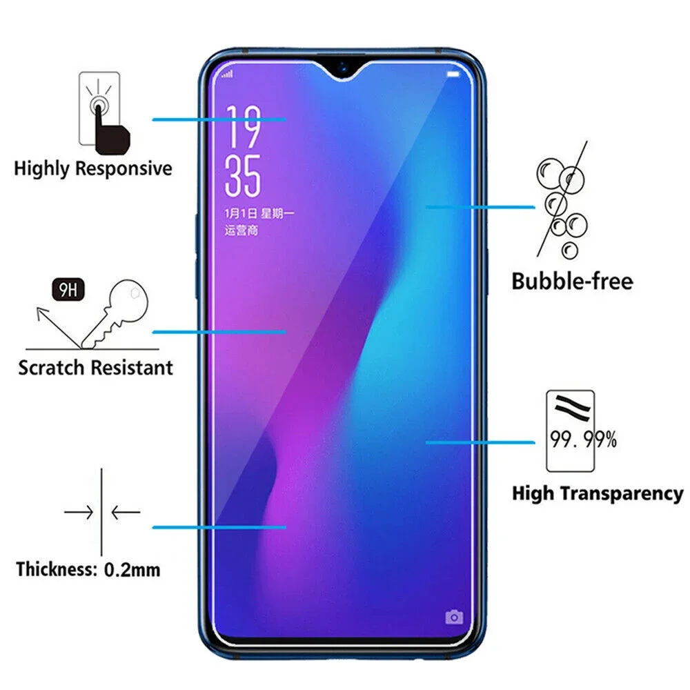 Противоударный стеклянный экран без пузырьков для OPPO Reno8 A57s A55s A58 A16e A97 A77s A17k K10x A1x