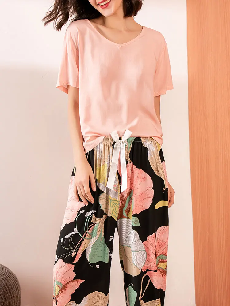 

Летний пижамный комплект для дома, модель 2023 года, женские пижамы, женская одежда из вискозы, домашняя одежда для отдыха, комплект домашней одежды