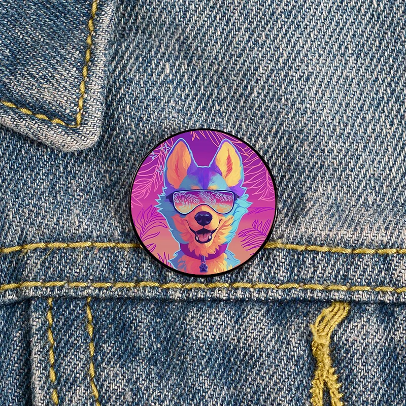 

Sparkle dog pattern Printed Pin Custom Funny Brooches Shirt Lapel Bag Cute Badge Cartoon enamel pins for Lover Girl Friends