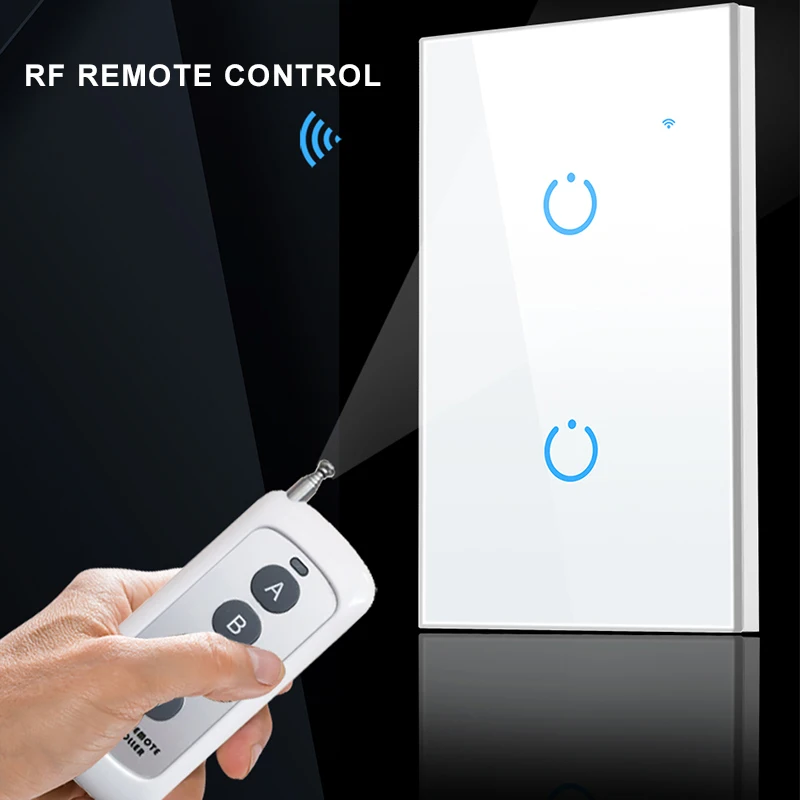 Фото Tuya Smart Life Wifi светильник, переключатель со стеклянной панелью, стандарт США, сенсорный сенсор, Настенные переключатели, голосовое управление Alexa Google Home №3