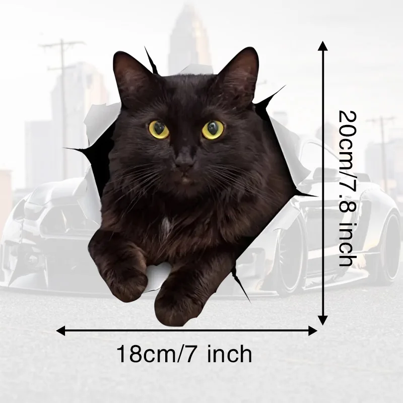 

3D Наклейки С Изображением Кота, Наклейки На Стену С Черным Котом Для Спальни, Холодильника, Автомобиля