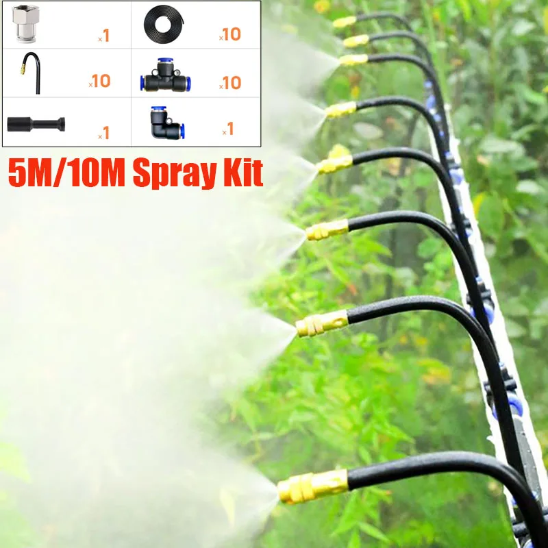 

DIY Misting System For Lawn Garden Irrigation Universal Adjustable Atomizing Sprayer 5/20M Kit 8mm Tube Garden Water Mister