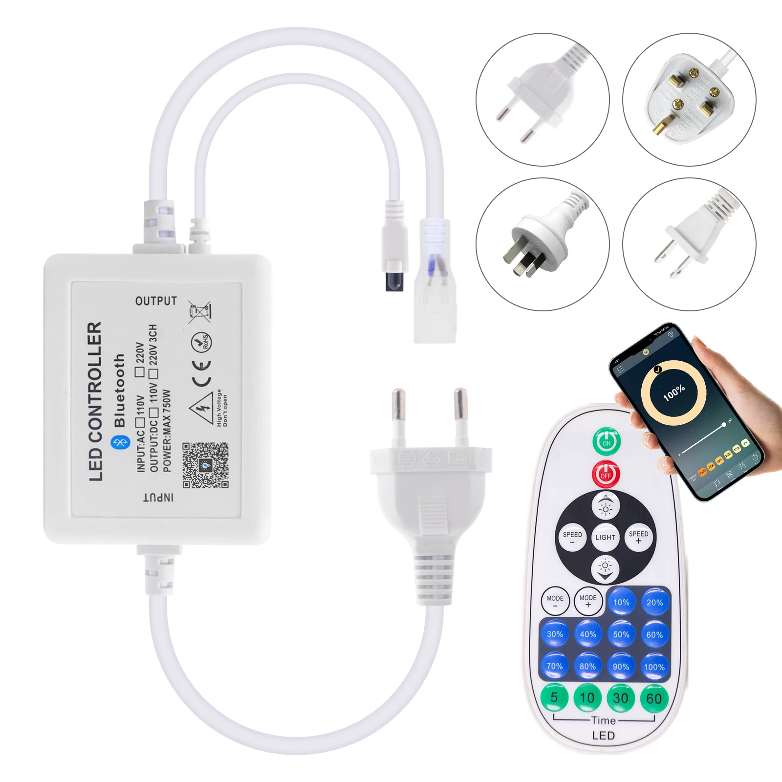 Фото AC110V 220V светодиодный диммер с ИК-пультом дистанционного управления/Tuya WIFI/Bluetooth/RF сенсорной панелью для W10-11mm x H4-5mm PCB COB Strip Light №2