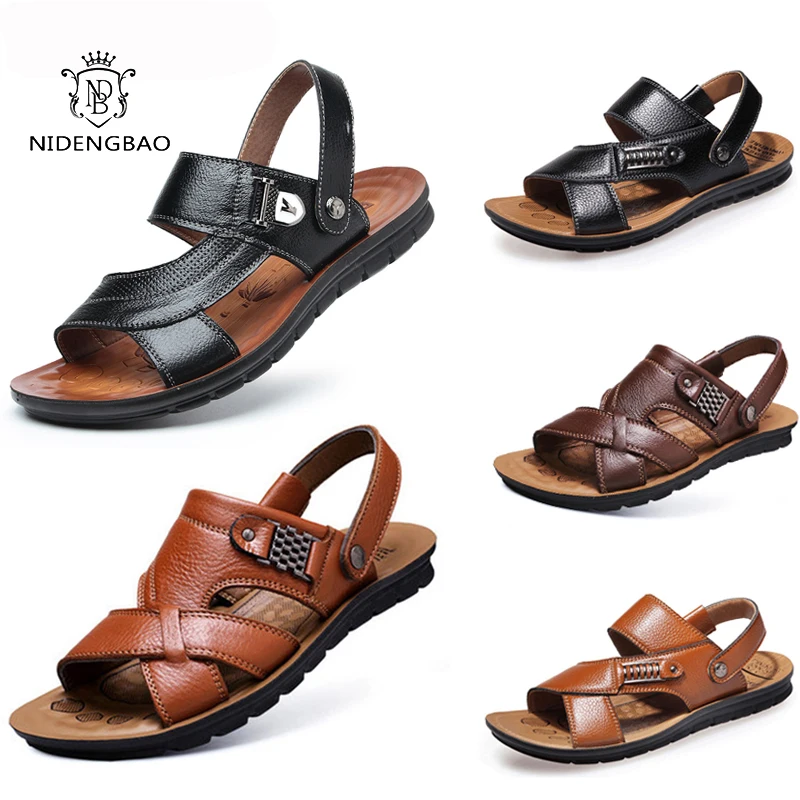 

New Summer Sandalas for Men Comfortable Casual Sandals PU Leather Falt Sole Outdoor Beach Sandals Open Toe Male Walking Footwear