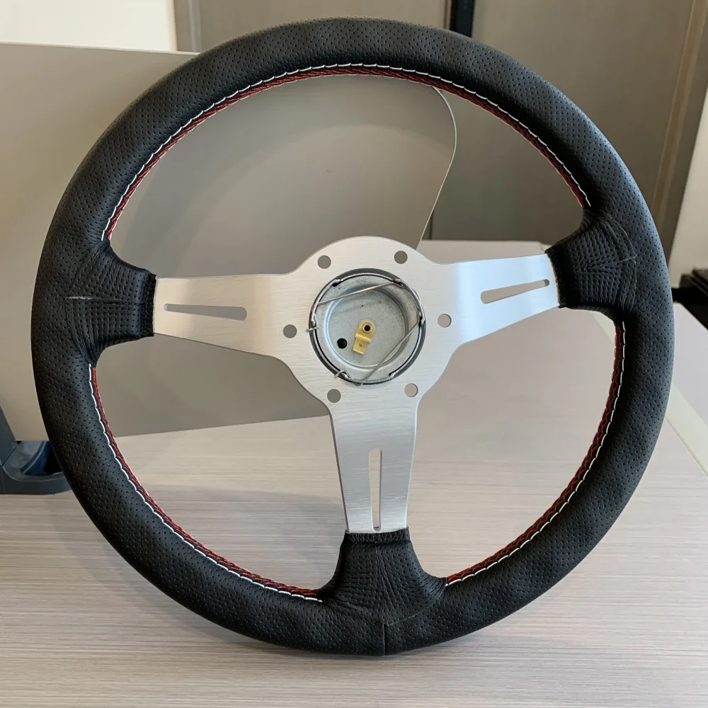 Tiypeor 330 мм вышивка черновой кожи из микрофибры глубокая тарелка персональный руль