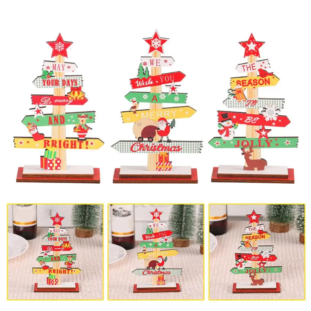 

Настольная Рождественская елка, Санта-Клаус, украшение «сделай сам», деревянная табличка, знаки «сделай сам», праздничное украшение, подвеска на елку, Рождество 20 W9O8