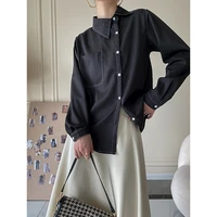 chinese style irregular diagonal collar shirt womens design sense niche bandage dress2022spring of the new