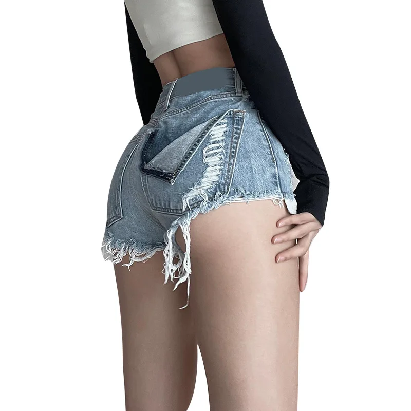 Denim Shorts Women Frayed Hole Summer Hot Girls College All-match Solid Younger Ins Prevalent High Waist Casual Mujer Slender