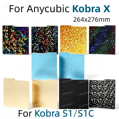 Фото Текстурированная PEI-пластина из пружинной стали 264x276 мм для Anycubic Kobra X Plate и Anycubic Kobra S1 Combo, для подогреваемой платформы Anycubic Kobra S1 №1
