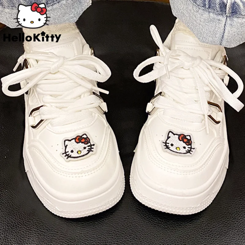 Sanrio Hello Kitty Casual Vulcanize Shoes For Women 90s Fashion Tenis Shoes Spring Korean Aesthetic Student Platform Sneakers