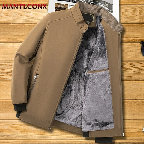 Толстая внутренняя деловая однотонная мужская зимняя куртка, Повседневная Роскошная теплая зимняя куртка для мужчин, Флисовая теплая Рабочая куртка черного цвета