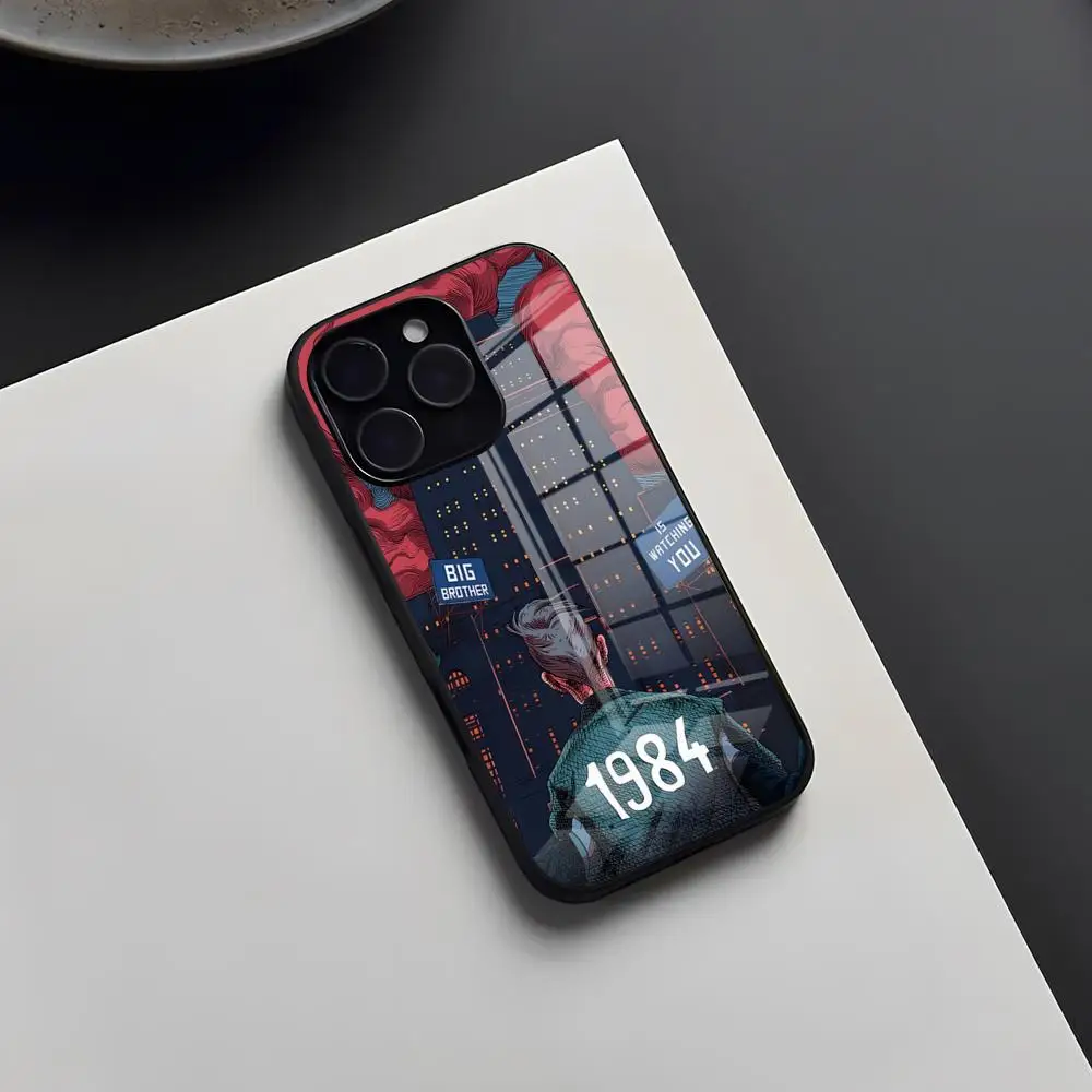 Фото Чехол для телефона Джордж Оруэлл 1984 года для iPhone 17 Pro Max 16 15 14 Pro Max 13 11 X Xs Xr 8 7Plus, стеклянная крышка №2