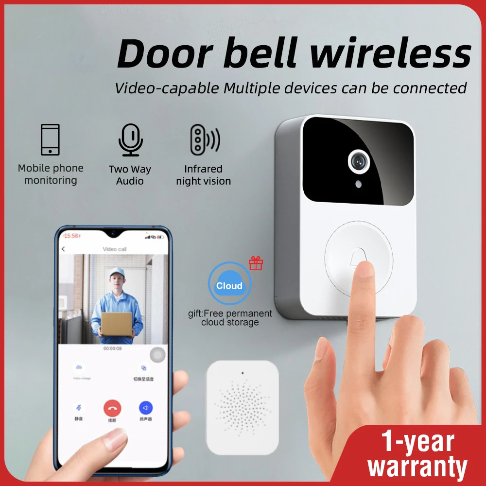 

Беспроводной дверной звонок с функцией автоматического захвата, Wi-Fi