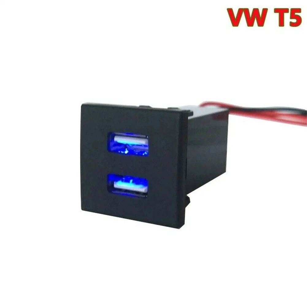 

1x Dual USB Fast Charger Socket Wiring Harness Combination Key Plug And Play F2AL 250V BLUE 12-24V Car Accessories
