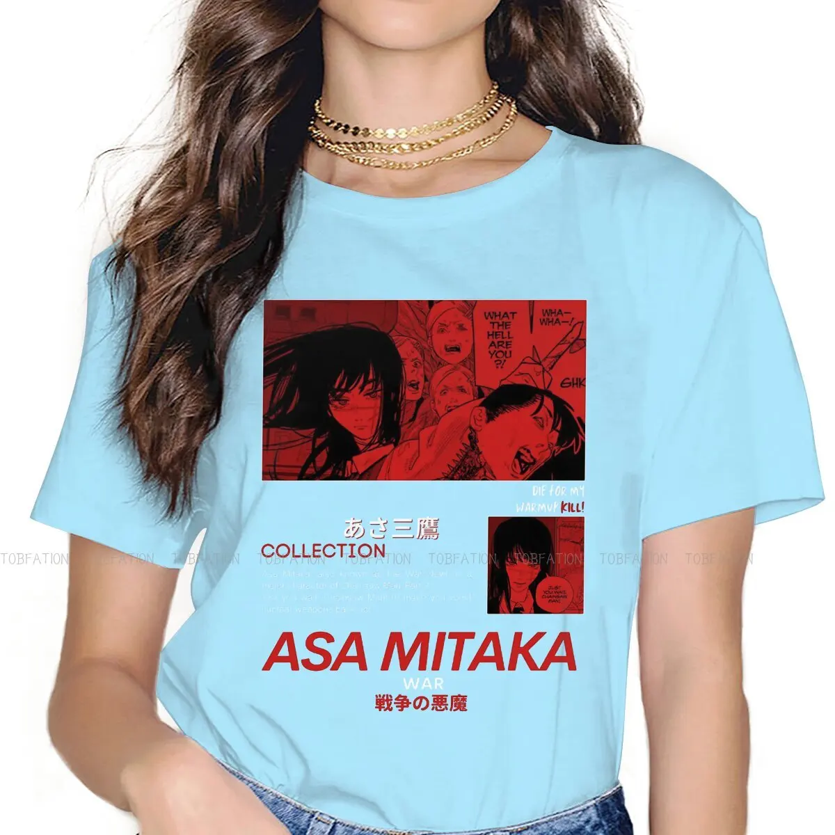 

Бензопила Мужская комикс кровавая фантазия Боевая футболка для женщины девочки Asa Mitaka мягкая свободная футболка для отдыха Новый дизайн св...