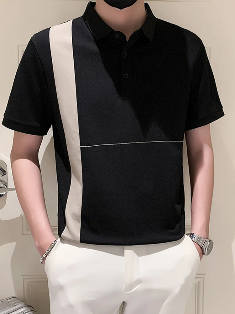 

Рубашка-поло A60 Мужская в полоску, Модный пуловер с коротким рукавом, на пуговицах, с лацканами, деловая повседневная одежда свободного покроя, A60, лето 2023