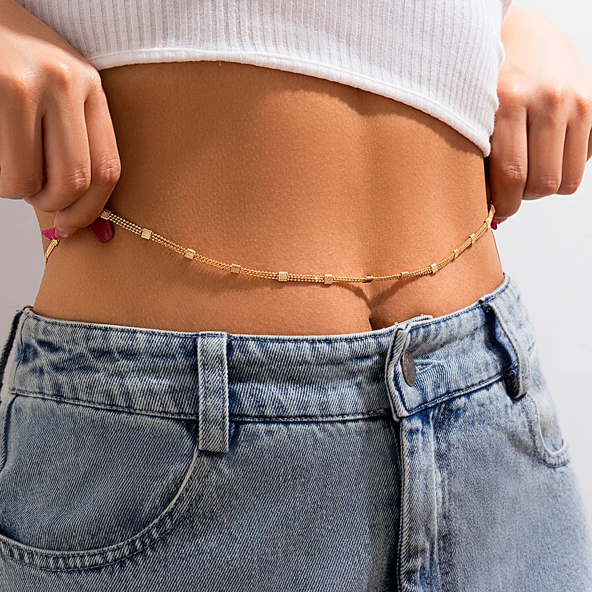 

Punk Metal Minimalism Geometry Belly Belt Chain Women Aesthetic Geometric Sexy Body Waist Chains Summer Vacation Jewelry