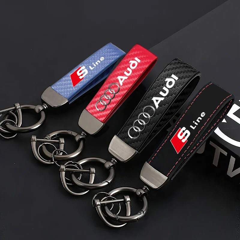 Car Keycase Key Chain High Quality Carbon Fibre Keyring For Audi Sline A3 A4 A6 A5 Q5 A1 Q7 Q3 Q2 Q8 A7 A8 TT S1 SQ5 RSQ3 RSQ8