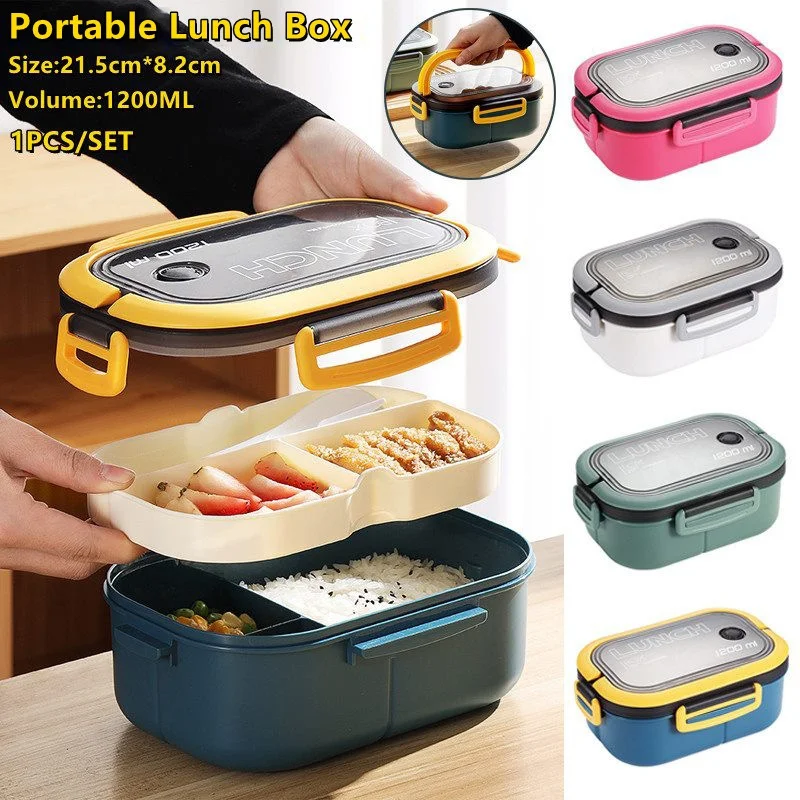 

Single Double-layer Lunch Box Portable Compartment Fruit Food Box Microwave Lunch Box With Fork And Spoon Picnic Fresh Box