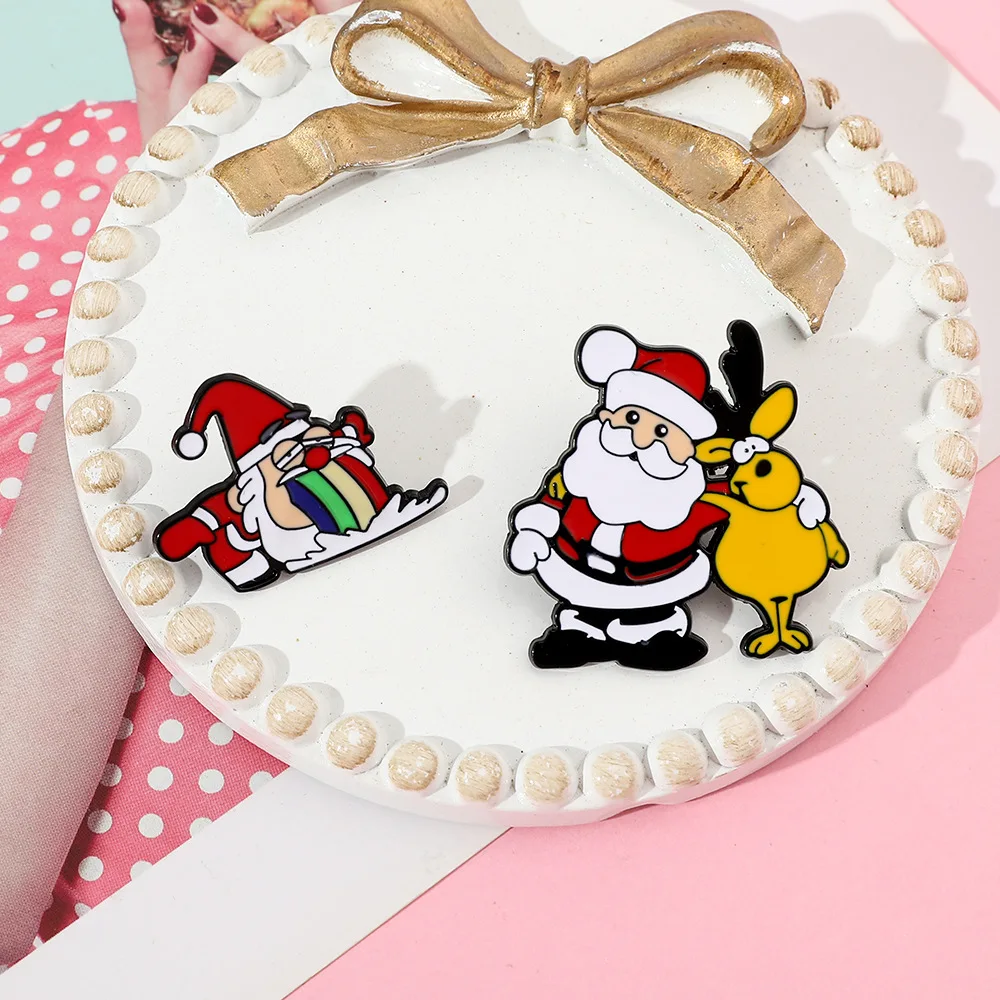 

Милый мультяшный Санта Эмаль Булавка Kawaii металлический значок Рождественская брошь для ювелирных изделий Аксессуары подарки для детей друзей
