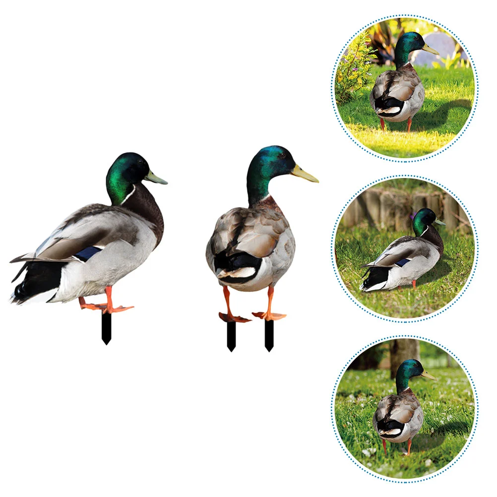 

2pcs Realistic Acrylic Garden Duck Insert Yard Sign Duck Yards Acrylic Stake Garden Stakes Duck Stake