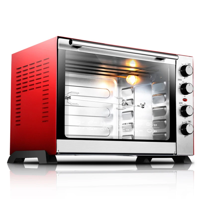 Household Mechanical Electric Oven Temperature Control Electric Oven Stainless Steel Black Crystal Panel 60L Electric Oven