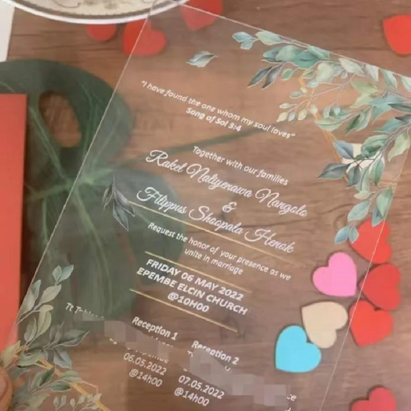 30 шт. Персонализированные Прозрачные Акриловые Пригласительные открытки