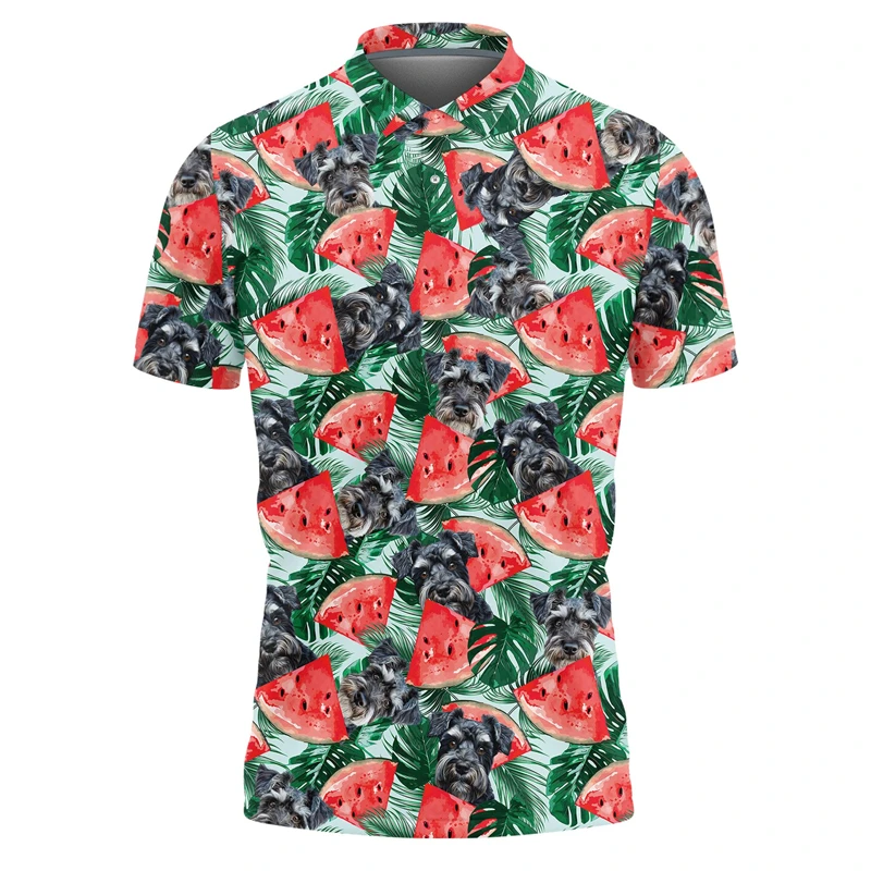 Рубашки поло со свежим арбузной собакой для мужчин мужская уличная одежда в