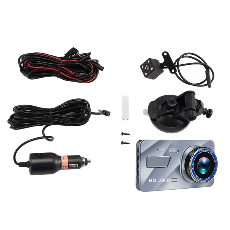 

4 Inch Display Touchscreen Dual Screen Recording ABS Shell 1080P HD Front And Rear Dual Lens Driving Recorder