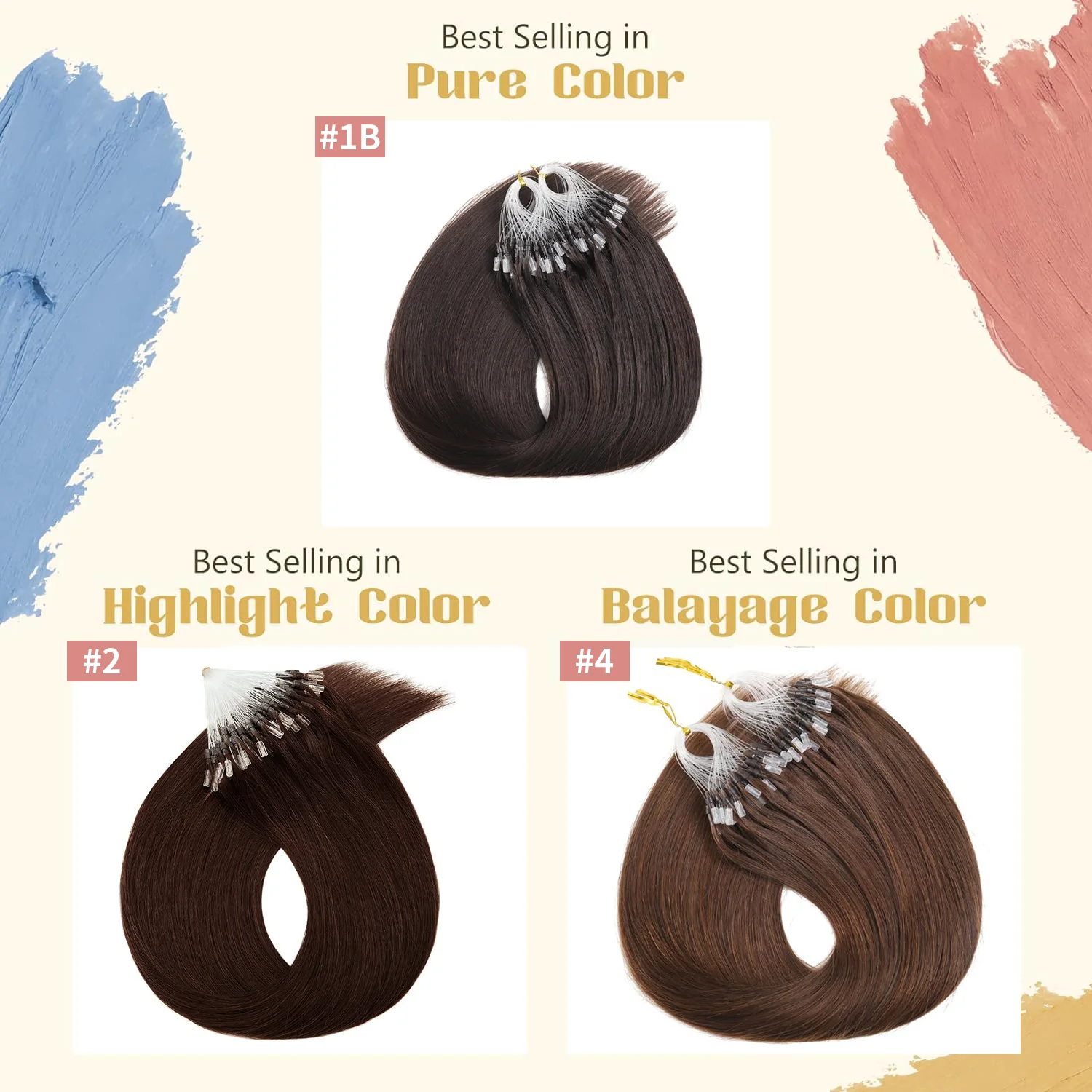 Прямые волосы для наращивания с микро-петлей 100% натуральные человеческие мягкие