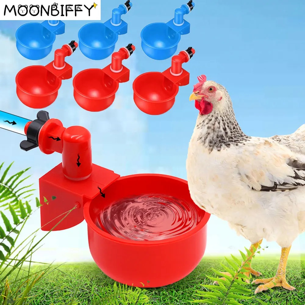 Automatic Chicken Water Cup Waterer Bowl Kit Farm Coop Poultry Waterer Drinking Water Feeder for Chicks Duck Goose Turkey Quail