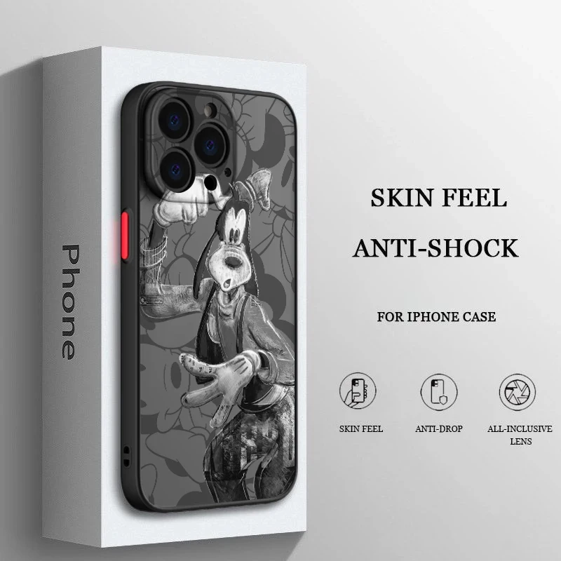

Disney mickey minnie Friend Phone Case For iPhone 14 13 12 11 XS XR Pro MAX 8 7 6 Plus Frosted Translucent Matte Cover