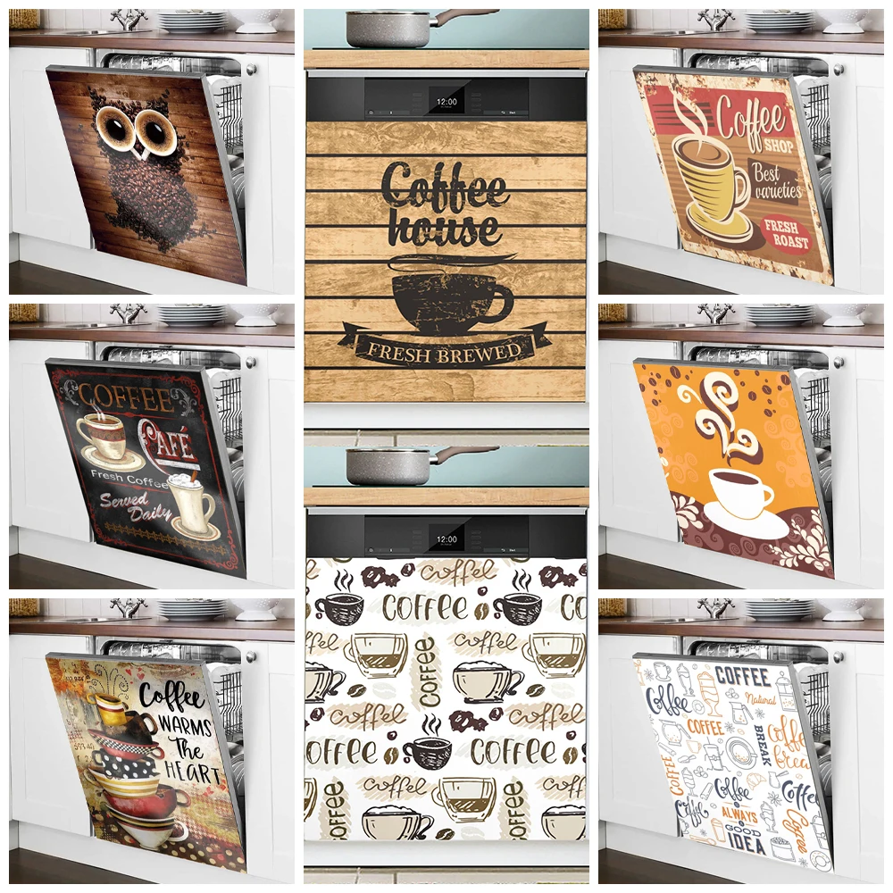 Ретро кофейный постер настенная наклейка для посудомоечной машины водостойкий